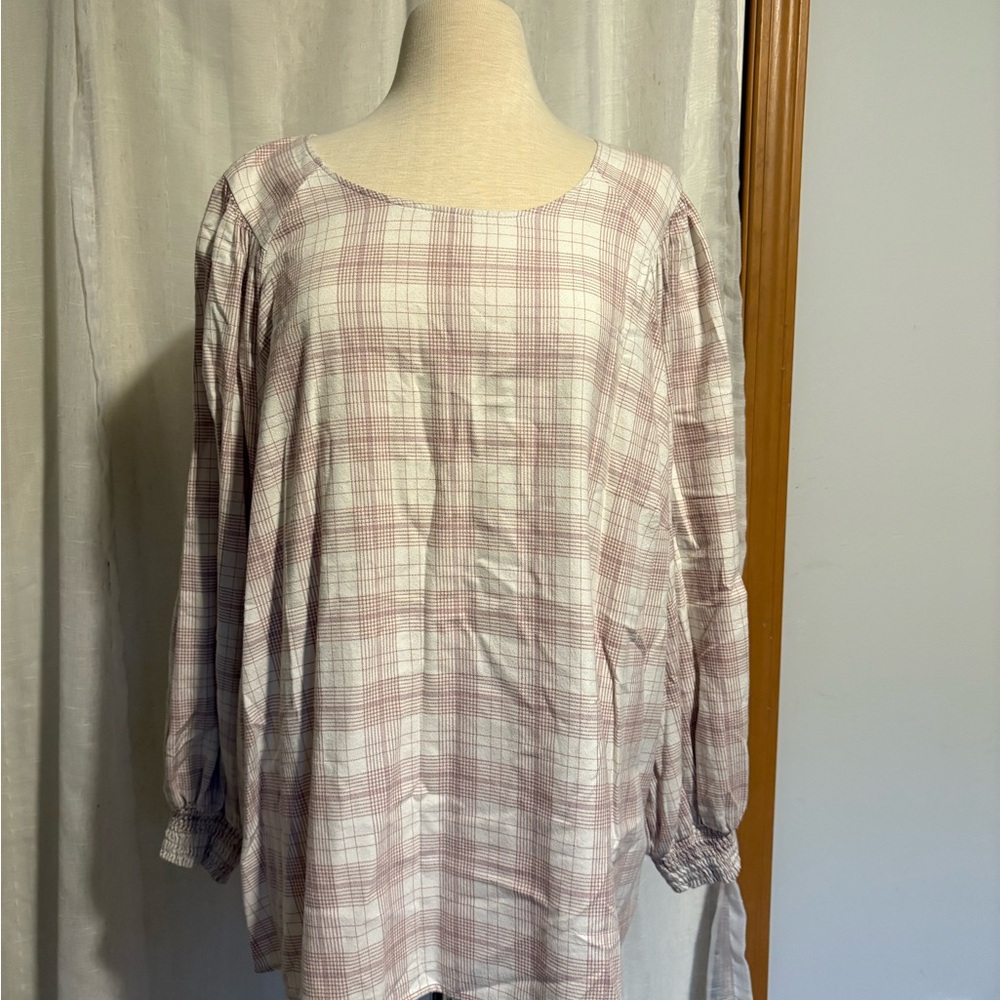 Ava & Viv Pink Plaid Blouse